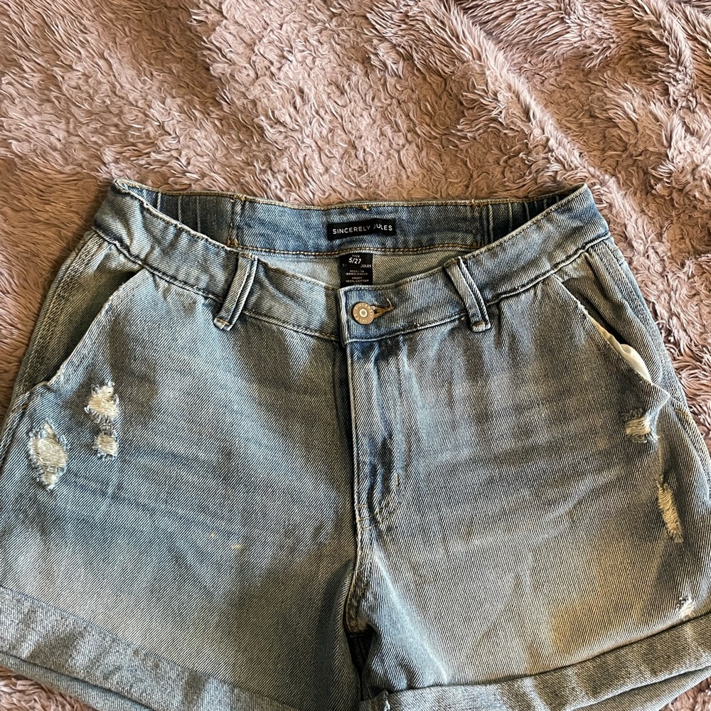 Sincerely Jules Light Blue Distressed Jean Shorts
